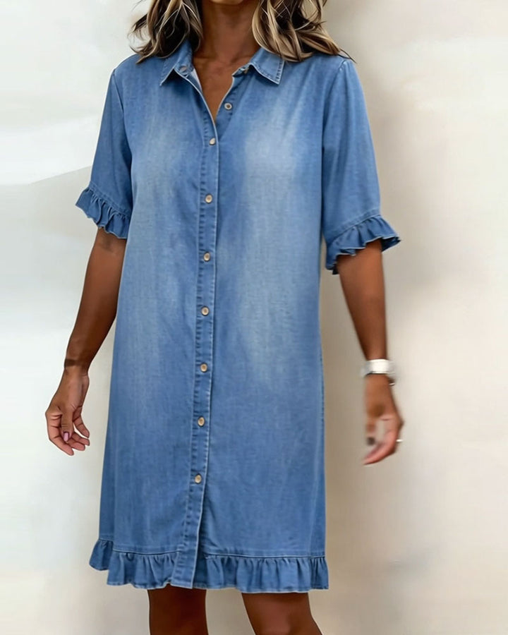 Quinn™ Soft Denim Dress Relaxed Fit Lightweight Casual Style