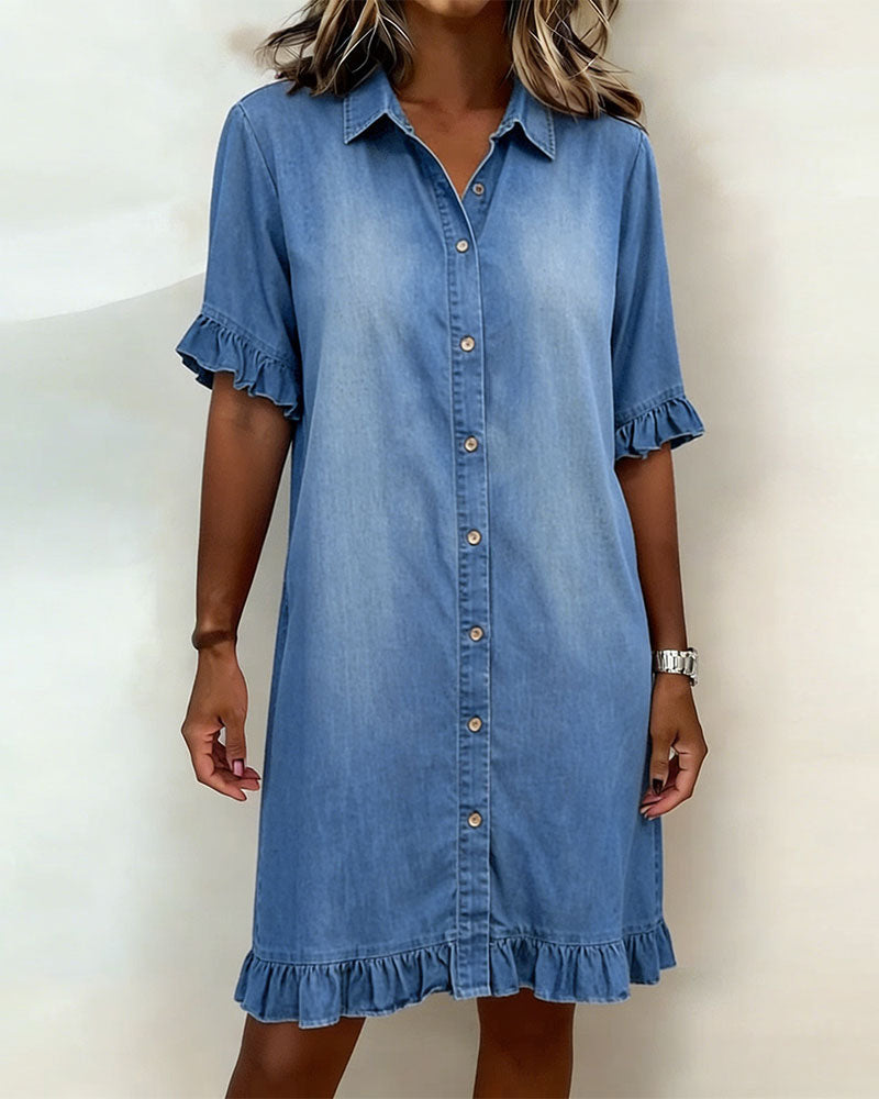 Quinn™ Soft Denim Dress Relaxed Fit Lightweight Casual Style