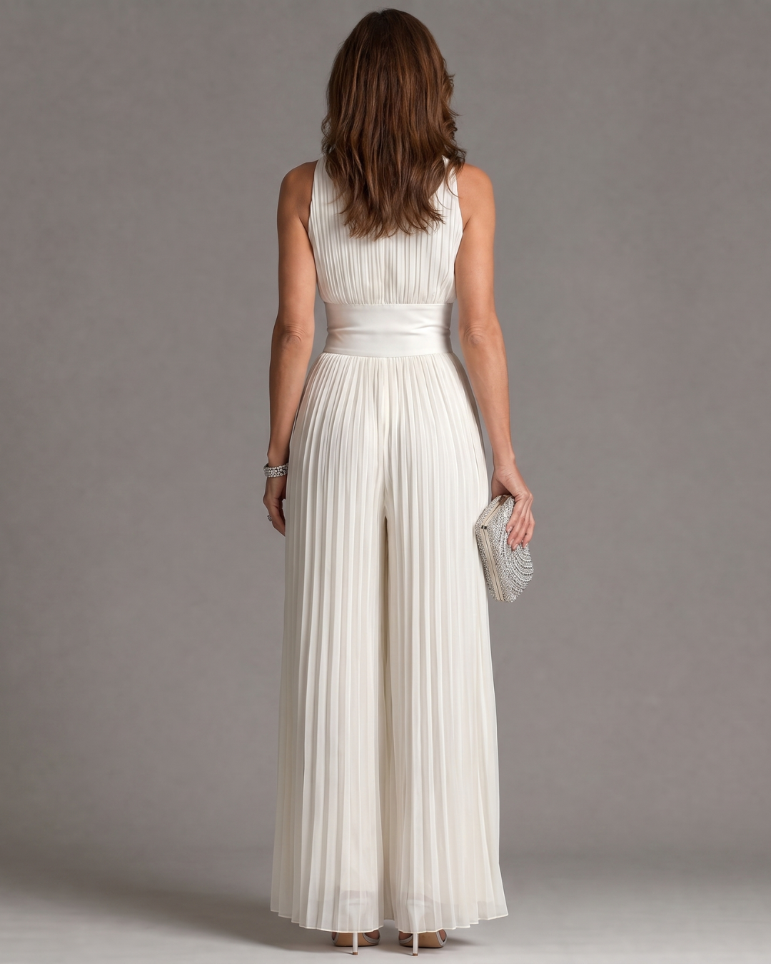 Emma  | Pleated Halter Neck Wide Leg Jumpsuit