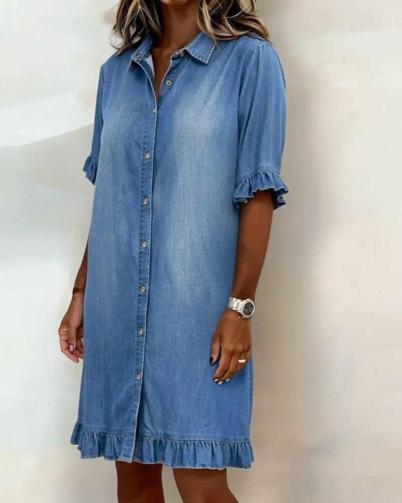 Quinn™ Soft Denim Dress Relaxed Fit Lightweight Casual Style
